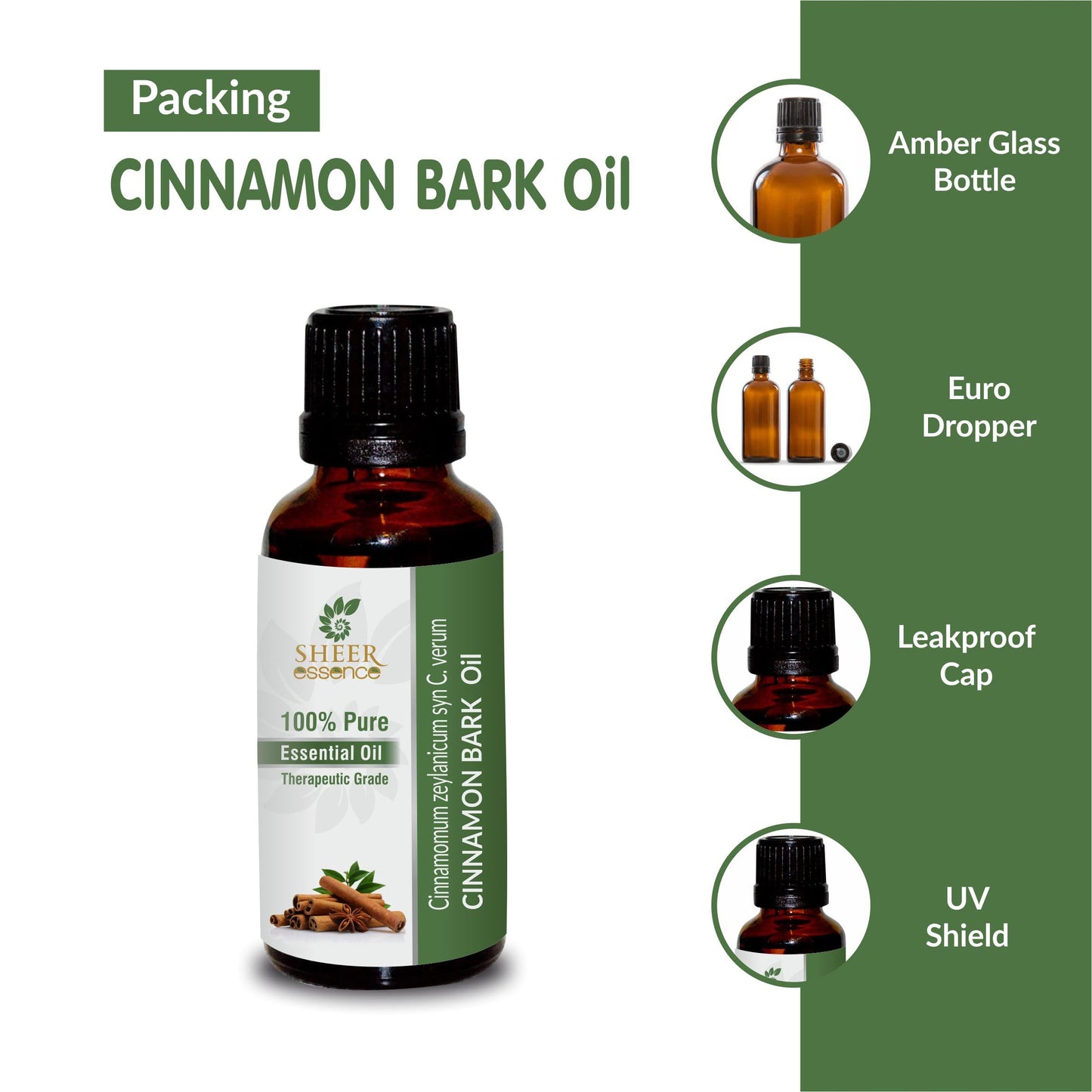 Cinnamon Bark Oil (Cinnamomum Zeylanicum Syn C. Verum) Essential Oil 100% Pure Natural Undiluted Uncut Therapeutic Grade Oil 0.33 FL.OZ