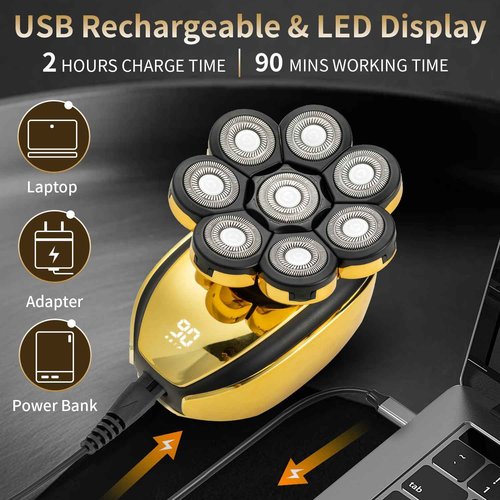 ROZIAPRO Head Shavers for Bald Men Rechargeable Electric Shavers for Men Cordless Electric Razor Waterproof 8D Head Hair Shaver Multifunctional Rotary Shaver Grooming Kit