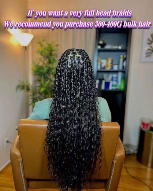 Human Braiding Hair for Boho Braids Human Hair Braiding Hair Curly Wet and Wavy Boho Hair for Braiding Unprocessed Virgin Water Wave Bulk Human Hair for Braiding Knotless Natural Color 18 Inch