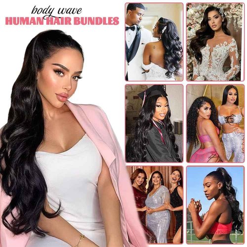 14A Human Hair Bundles 22 Inch Body Wave Bundles Human Hair 100% Unprocessed Brazilian Virgin Hair Body Wave 1 Bundle Human Hair Extensions for Women Natural Color Quick Weave