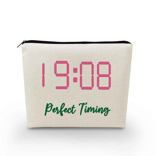 YULUENZE Sorority Gifts Perfect Timing 1908 Alpha AKA Sorority Gift Finer Women Makeup Bag Zipper Pouch for Women Sisters