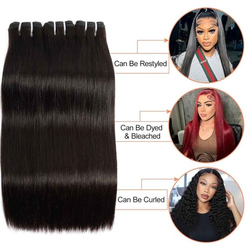 VIPbeauty Raw Straight Bundles Human Hair Bundles 14A Brazilian 1 Single Bundle Human Hair 100% Unprocessed Virgin Weave Bundles Human Hair Raw Remy Hair Bundles Natural Black 95g 18 Inch
