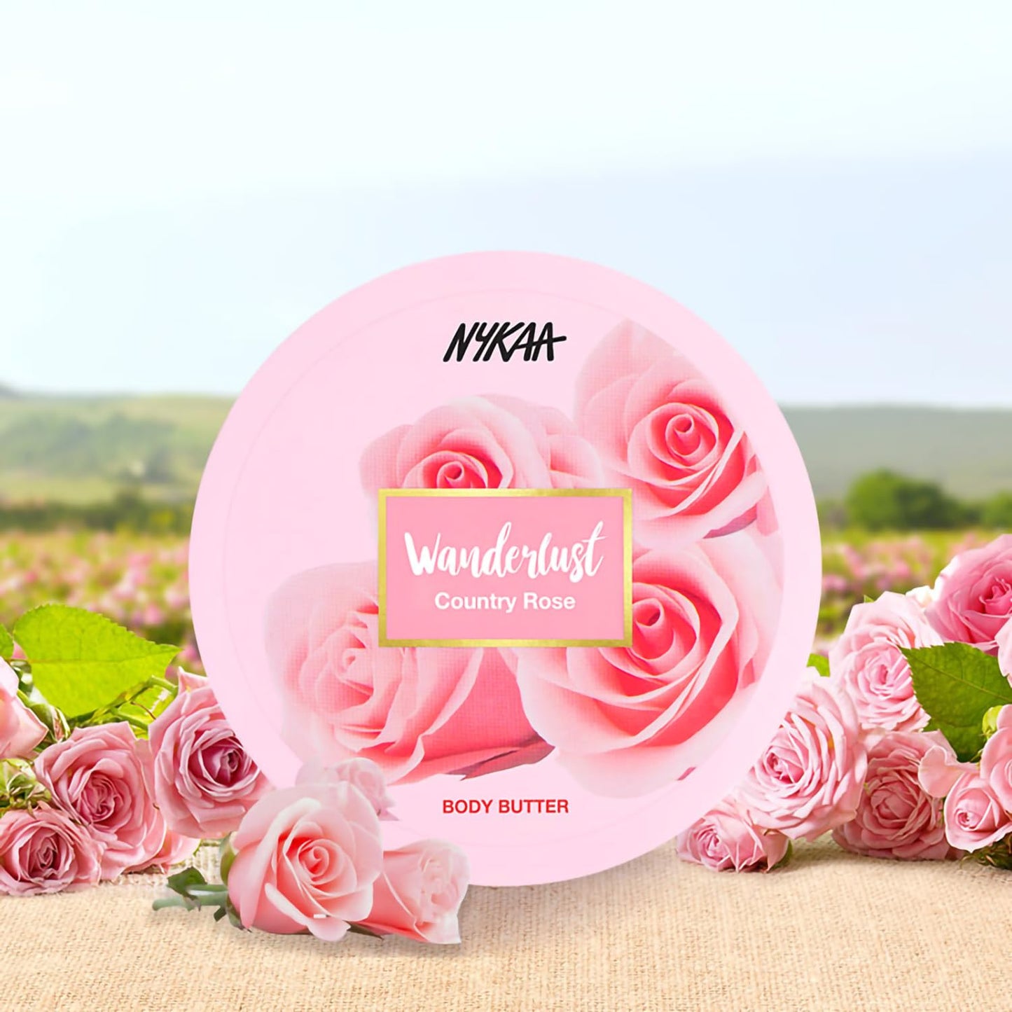 Nykaa Wanderlust Country Rose Body Butter with Shea & Cocoa Butter - Vitamin E, Deep Moisturization, Relaxing & Restorative Fragrance, Sodium & Sulphate free, Paraben Free - 200ml