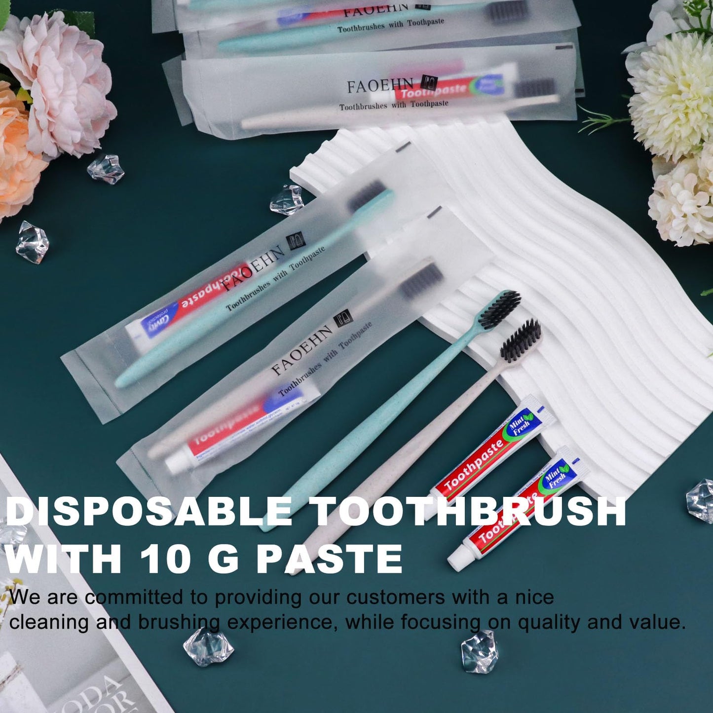 100Pcs Disposable Toothbrushes with Toothpaste,2 Color Toothbrush in bulk with 10g Toothpaste Individually Wrapped Disposable Travel Toothbrushes Kit for Homeless,Airbnb,Hotel,Charity(Green+Apricot)