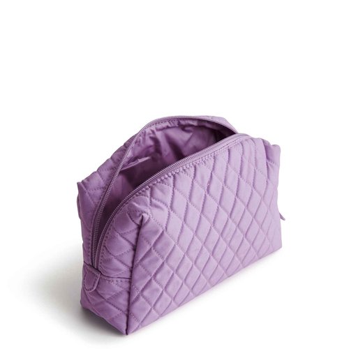 Vera Bradley Women's Premium Cotton Medium Cosmetic Makeup Bag, Purple Rhapsody, One Size