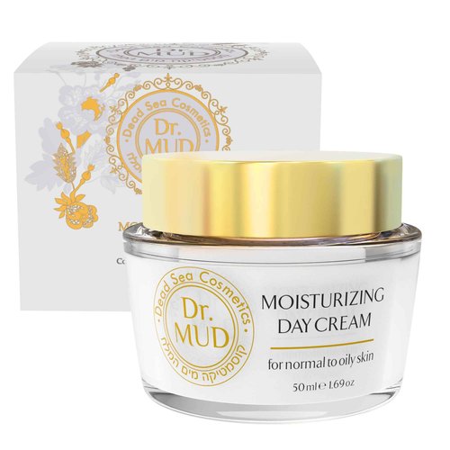 Dr. Mud Moisturizing Day Cream – Daily Face Cream with Dead Sea Minerals, Hyaluronic Acid, Collagen & Natural Plant Extracts – Paraben Free Anti-Aging Facial Moisturizer for Normal to Oily Skin, 50ml