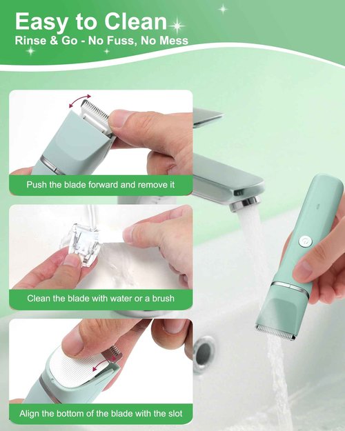 Electric Shaver for Women,3-in-1 Bikini Trimmer for Women & Body Shaver, IPX7 Waterproof,Hypoallergenic Ceramic Blades,USB-C Fast Charging,Travel Trimmer for Face, Legs,Bikini Line & Foil,Green