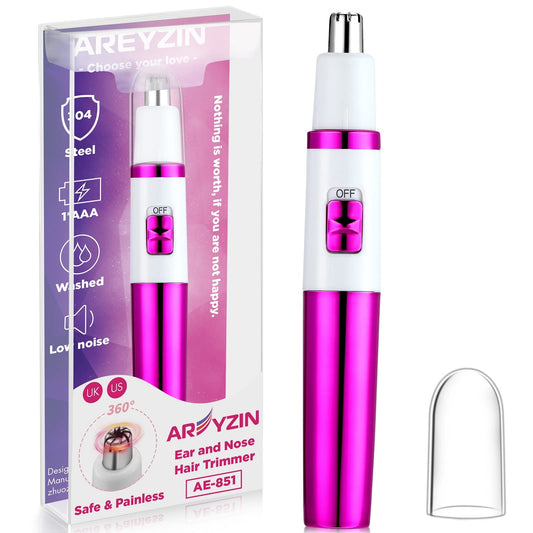 AREYZIN Nose Trimmer for Women Ladies Painless Ear and Nose Hair Trimmer for Men Eyebrow Facial Ear Hair Trimmer Nose Hair Clippers Professional, Waterproof, Dual-Edge Blade, Purple