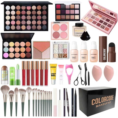 Makeup Kit for Women Full Kit, All in One Makeup Set with Eyeshadow Palettes Eyeliner Mascara Powder Foundation Concealer Contour Stick Blush Lip Gloss Brush Set, Biginner-Friendly Makeup Kits (CK03)