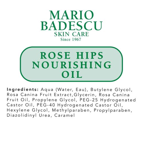Mario Badescu Rose Hips Nourishing Oil for Combination, Dry and Sensitive Skin Facial Oil that Moisturizes & Smoothes Formulated with Rosehip Extract & Castor Oil 1 FL OZ (Pack of 1)