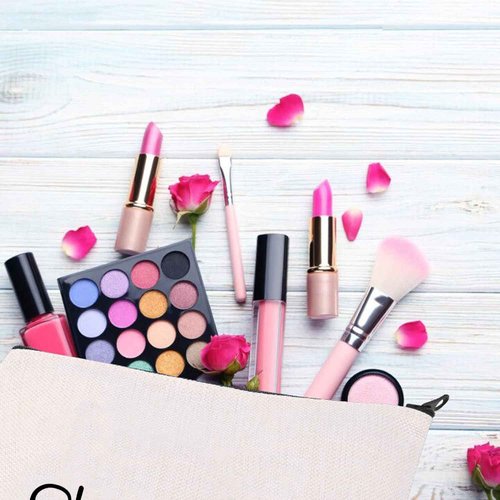 ZOCIGIFTS Canvas Makeup Bag - Multifunctional Travel Pouch, Soft Zippered Cosmetic Organizer for Women, Ideal Gift for Birthday Graduation Christmas (White) (Style C)