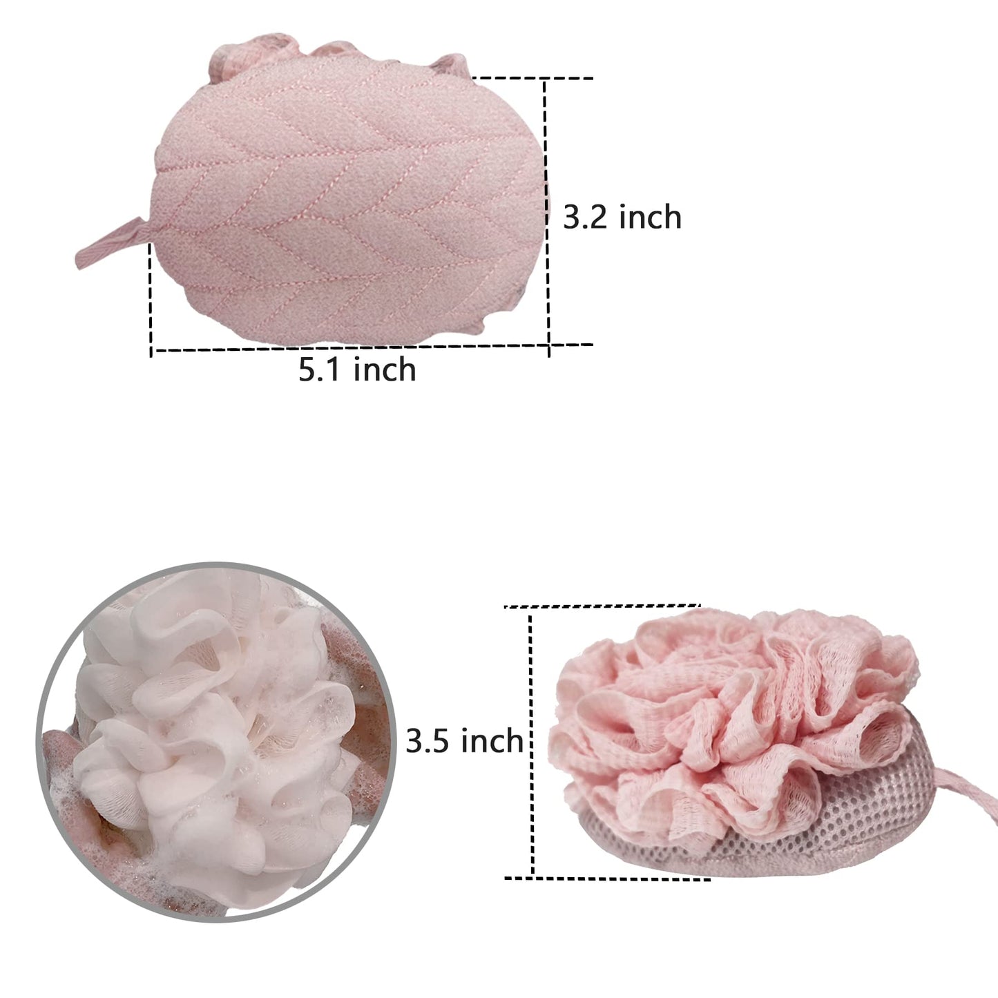 Bath Sponge Shower Loofahs，Loofah Sponge Exfoliating Bath Sponge Body Scrubber，Soft Net Body Scrubber Sponge Ball，Durable Mesh Pouf Bath Loofah Sponge Body Wash Puff