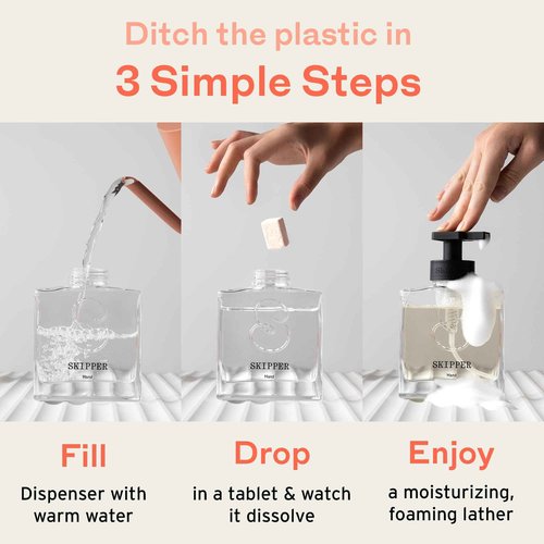 Tirtyl Hand Soap Duo Kit - 2 Glass Foaming Dispensers + 6 Tablet Refills - Compostable Packaging - Variety Fragrances - 48 fl oz total (makes 6x 8 fl oz bottles of soap)