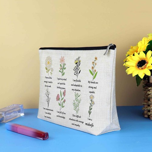 Midwife Gift Makeup Bag for Women Certified Midwife Gift OBGYN Gift Doula Nurse Thank You Gift Cosmetic Bag Appreciation Gift for Midwife Doula Labor Delivery Nurse Christmas Birthday Nurse Week Gift