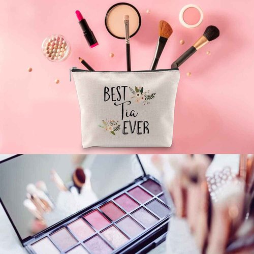 WCGXKO Best Tia Ever Tia Gift Auntie Gift Zipper Makeup Bags Travel Waterproof Toiletry Bag Accessories (BEST Tia)