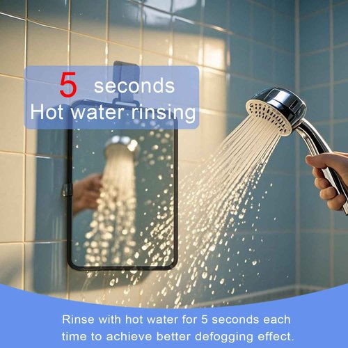 LUNCHIS Shower Mirror Fogless for Shaving Men Fog Free Anti Fog Bathroom No Fog Proof Anti-Fog Hanging Shatterproof RV (9” x 7”)