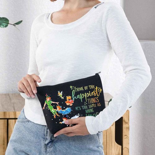 WZMPA Cartoon Movie Cosmetic Bag Fairytale Fans Gift Think Of The Happiest Things It's The Same As Having Wings Makeup Zipper Pouch Bag Cartoon Merchandise (Happiest Things-BL)