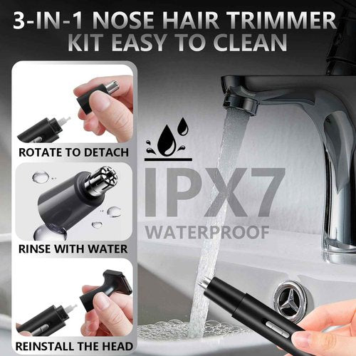 Dust2Oasis Nose Hair Trimmer for Men Women-2025 All-in-1 Professional Use for Nose Ear Hair Trimmers Clipper Pro-14,000RPM Motor,2 hrs Rechargeable Hair Trimmer Set with Dual Edge Blades N414
