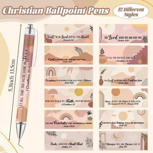 Moinchore 36 Pcs Christian Gifts for Women Bulk Christian Makeup Bags Religious Keychain Bible Verse Pens Inspirational Cosmetic Bag Pencil Pouch Boho Gifts for Christmas Church Charity Supplies