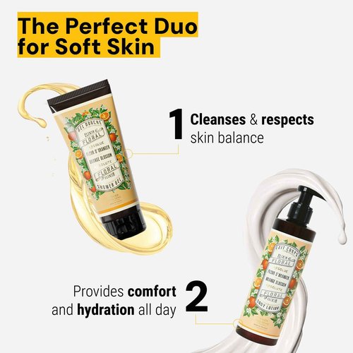 Panier des Sens - Duo Orange Blossom Moisturizing Body Wash for Women & Men - Gentle Shower Gel with 95% Natural Ingredients for Normal, Sensitive Skin - Body Care Made in France, SLS Free -2x6.8 Floz