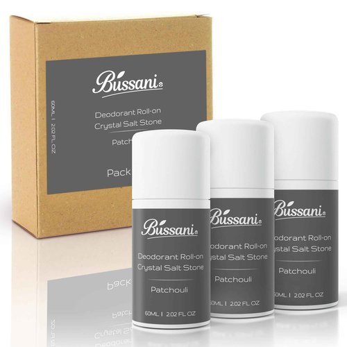 Bussani Crystal (Alum) Salt Stone Deodorant Men | 2.02 Fl Oz | Aluminum Free | No Stains | Dries Quickly | Non-Irritating | Desodorante para Hombre | Made in Israel | 3-Pack