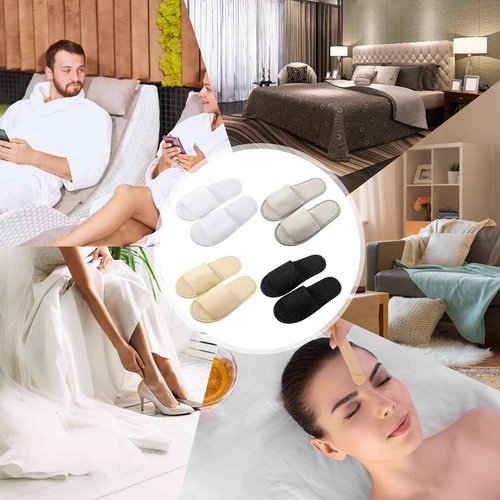Geyoga 24 Pairs Spa Disposable Slippers Open Toe Non Slip Slippers for Women Men Guests Hotels Home Party Housewarming(Black, White, Khaki, Light Gray,L)