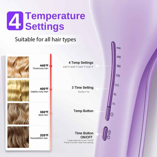 Waver Hair Tool NOVUSPRO Hair Crimper,Wave Curling Iron for All Hair Types,Ionic Waver Crimper Easy to use & Anti-Scald & Fast Heat up & Adjustable Time/Temps(1.4")