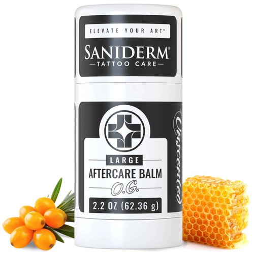 Saniderm Original Tattoo Aftercare Balm - Large (2.2 oz) – Petroleum-Free, Fragrance-Free Natural Tattoo Moisturizer Made with Hydrating Shea Butter – Heals New Tattoos, Rejuvenates Old Tattoos