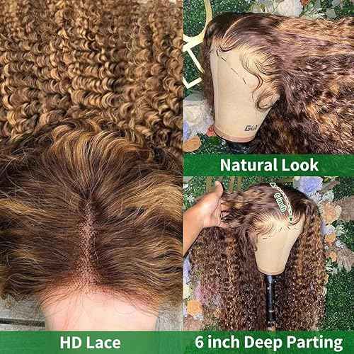 Highlight Ombre Deep Wave Lace Front Wigs Human Hair 13x6 Honey Blonde Wig Human Hair 4/27 Hd Lace Frontal Wigs Wet And Wavy Curly Glueless Wig 24inch