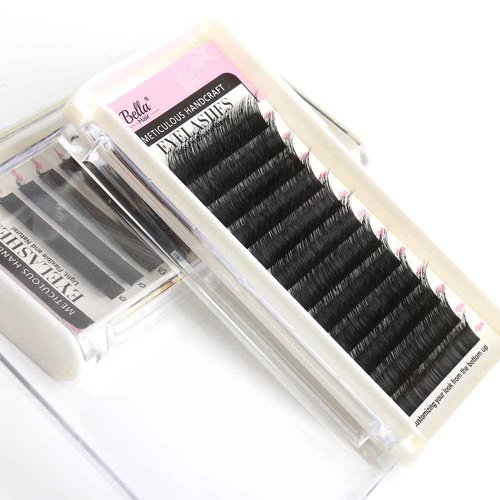 Natural Looking J Curl Siberian Mink Eyelash Extensions Handmade Volume Individual False Lashes Pack Thickness 0.15mm Medium 12mm by Bella Hair