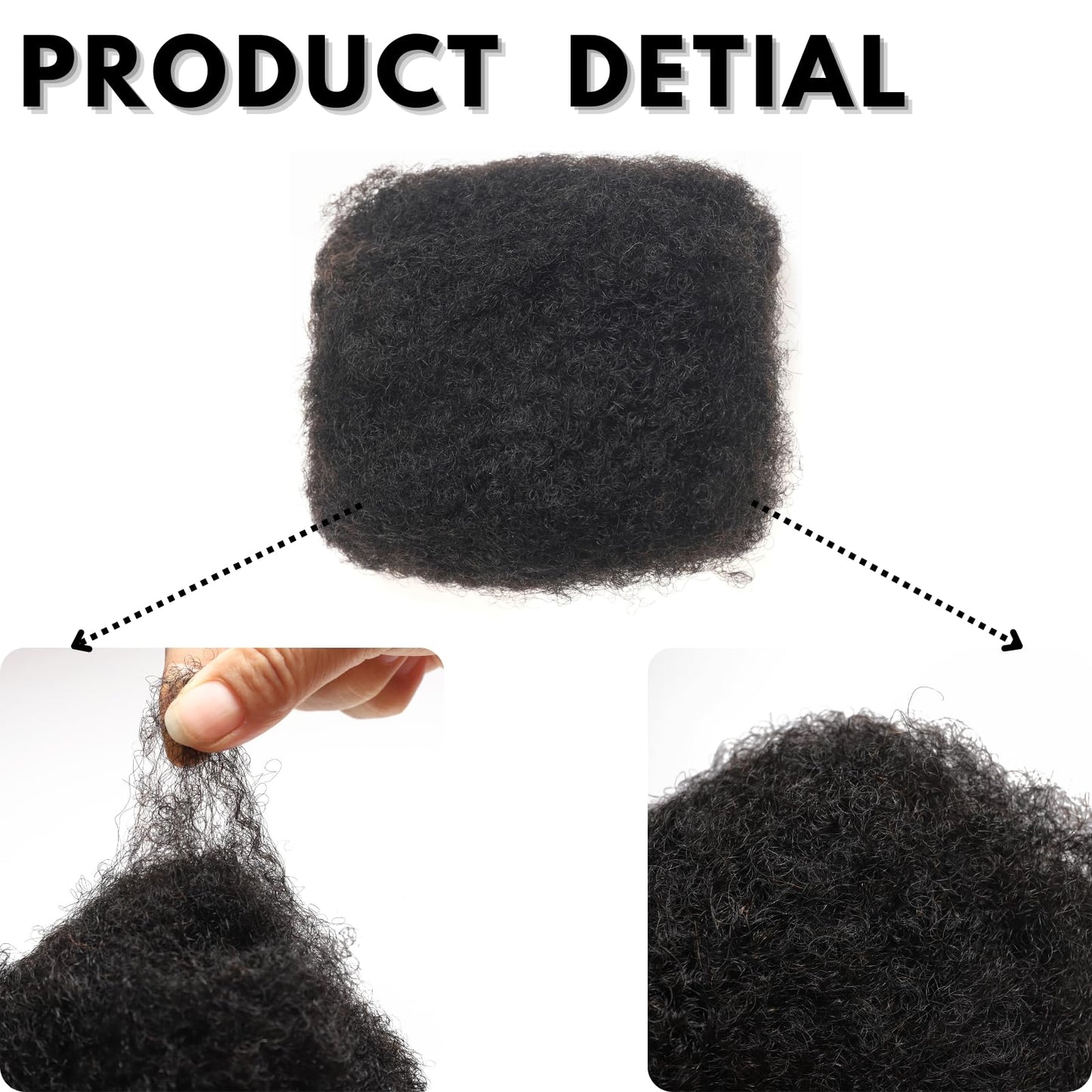 Afro Kinky Bulk Human Hair for Dreadlock Extensions Repair Locs, Twists Braids 10 Inch 30g/Bundle Tight Afro Kinky Bulk Hair 100% Human Hair can be bleached and dyed (10 Inch Natural Black Pack of 1)