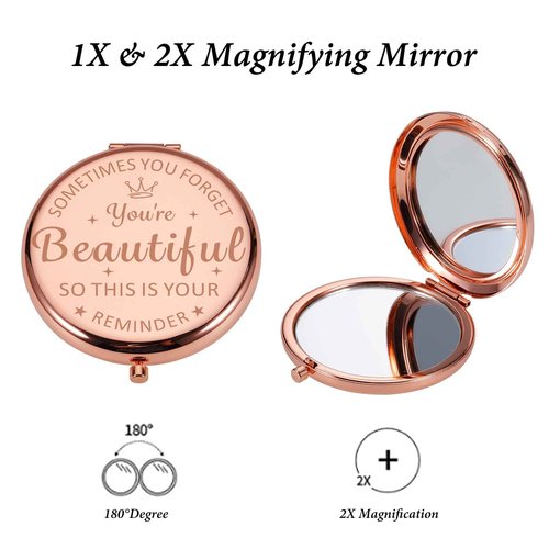 XPENMULBOJA Stocking Stuffers for Women 2025 Makeup Mirror Christmas Compact Mirror for Girl Daughter Mom Female Friends Inspirational Ideas for Wife Stocking Stuffers for Teen Girls