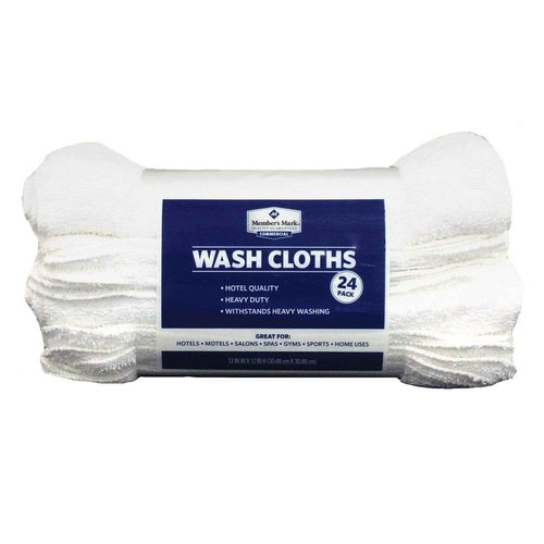 Member's Mark Commercial Washcloth, White (Set of 24)