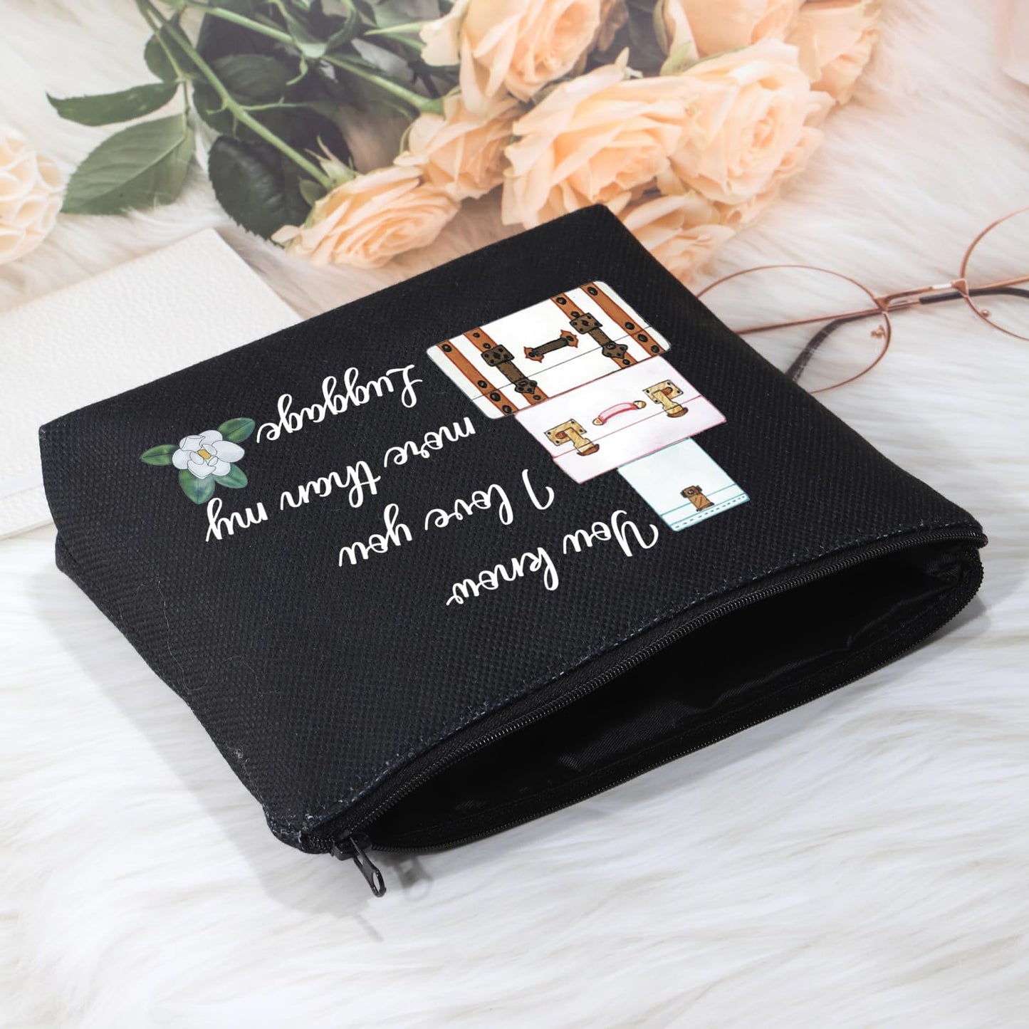 POFULL Inspired Gift You Know I Love You More than my Luggage Cosmetic Bag For Women (Black You know Bag)