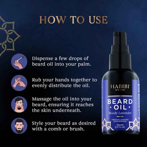H HABIBI Woody Lavender Beard Oil – 2.0 Fl. Oz Naturally Derived Beard Growth Oil for Men, Beard Care Essential – Hydrates, Nourishes & Promotes Healthy Growth, Made in USA