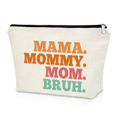 Sazuwu Mom Birthday Gifts from Son and Daughter Makeup Bag Mama Gifts for New Mom Mommy to Be Gift Cosmetic Bag Gifts for New Mom from Grandma Mothers Day Gifts for Mom Funny Mama Mommy Mom Bruh