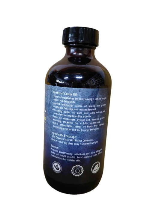 VRJEUGO Organic Castor Oil for Face Roll On，Rollerball Deep Hydration for Skin Care and Hair, Castor Oil Organic Cold Pressed Unrefined Glass Bottle 8oz with 2 Roller