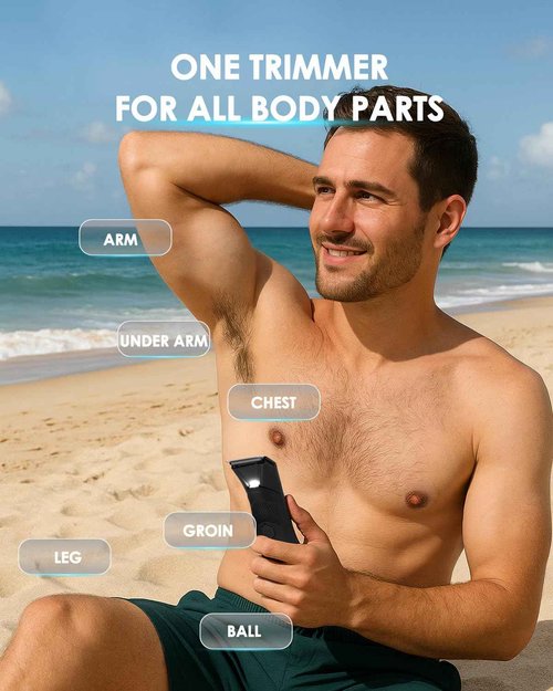 Manscaper for Men, Groin Trimmer for Men and Women, Body Hair Trimmer and Ball Trimmer with Light, Pubic Hair Shaver, Manscape Kit, 7 Precisions, Waterproof Wet / Dry Grooming, 240 Minutes Shaving