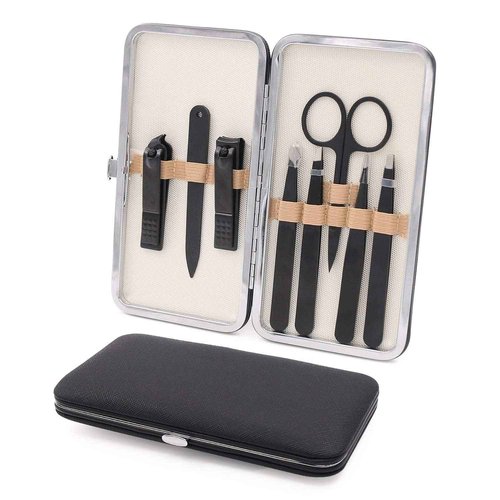 Fangze Tweezers and Fingernail Clippers Kit, 8 Pcs Professional Tweezer Nail Clipper Set Stainless Steel Manicure Tools with Case for Men Women