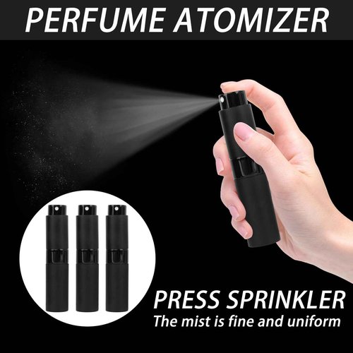 Xohairp 8ML Perfume Atomizer Travel Spray Bottles Refillable Portable Sprayer Mini Spray Empty for Refill Dispenser (3PCS, Black)