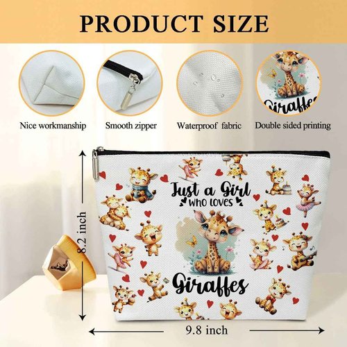 Giraffes Lover Gift Bag, Makeup Bags for Women, 1 Pack Cosmetic Travel Toiletry Bag, Giraffes Gifts for Women Teen Friend Giraffe Lover, Cosmetic Bag Pouch - Just A Girl Who Loves Giraffes - L746