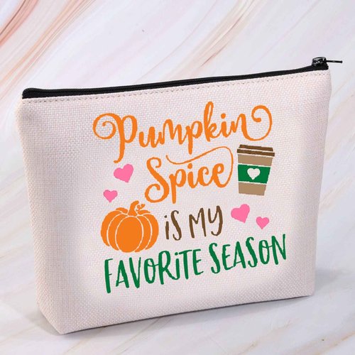 MNIGIU Pumpkin Spice Makeup Cosmetic Bag Pumpkin Spice Is My Favorite Season Autumn Coffee Lover Gift Zipper Pouch (Pumpkin bag)