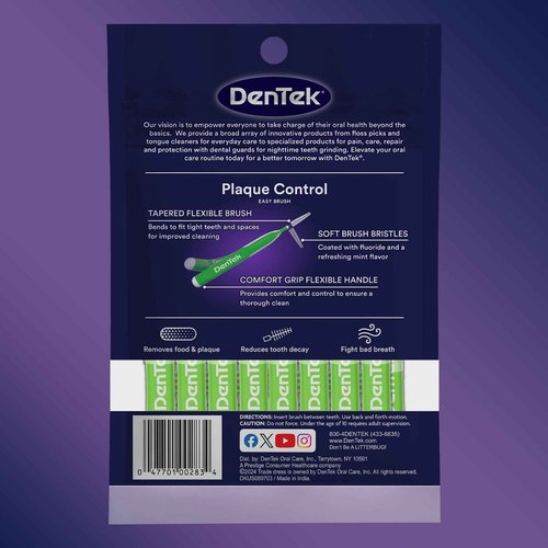 DenTek Battery Powered Easy Brush Plaque Control Interdental Cleaners, Tight, 16 Count, 6 Pack