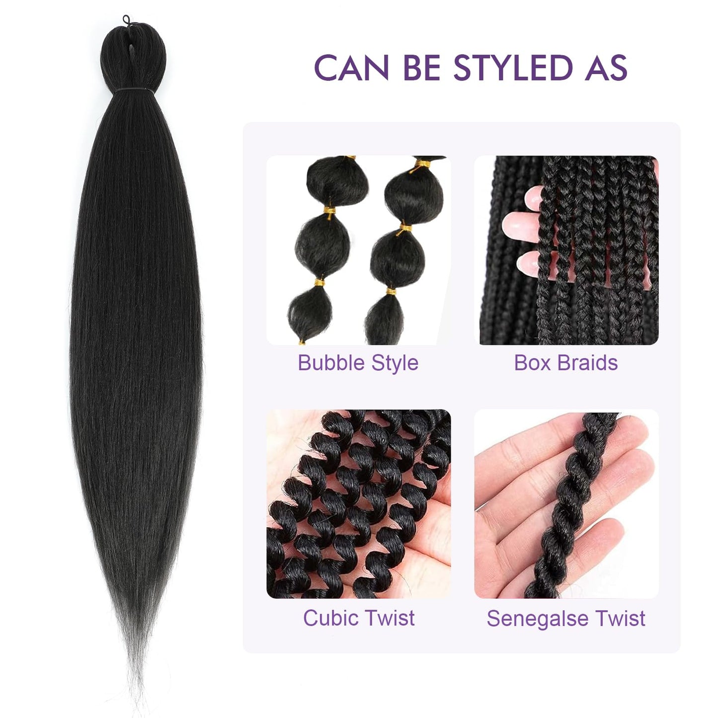 ROSDINA Pre-stretched Braiding Hair - 16 Inch 8 Packs Dark Brown Braiding Hair For Twist or Box Braids, Yaki Texture Hot Water Setting Synthetic Braiding Hair Extensions (16 Inch, 2#-8P)