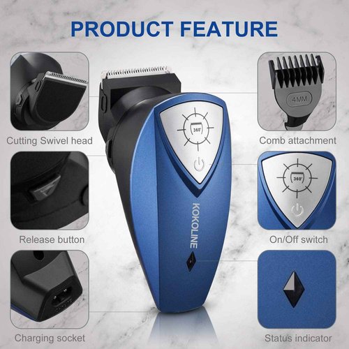 Kokoline Hair Clipper for Men,Cordless Barber Self Haircut Kit,Balder Pro Head Shaver,Head Trimmer for Bald Men,Beard Trimmer,Buzz Cut Razor,Professional Electric Razor,Blue/ijb7