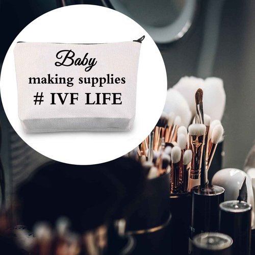 LEVLO Funny IVF Mom Gift IVF Infertility Makeup Bag Baby Making Supplies IVF Lucky Transfer Cosmetic Bag for Women (Baby Making Supplies)