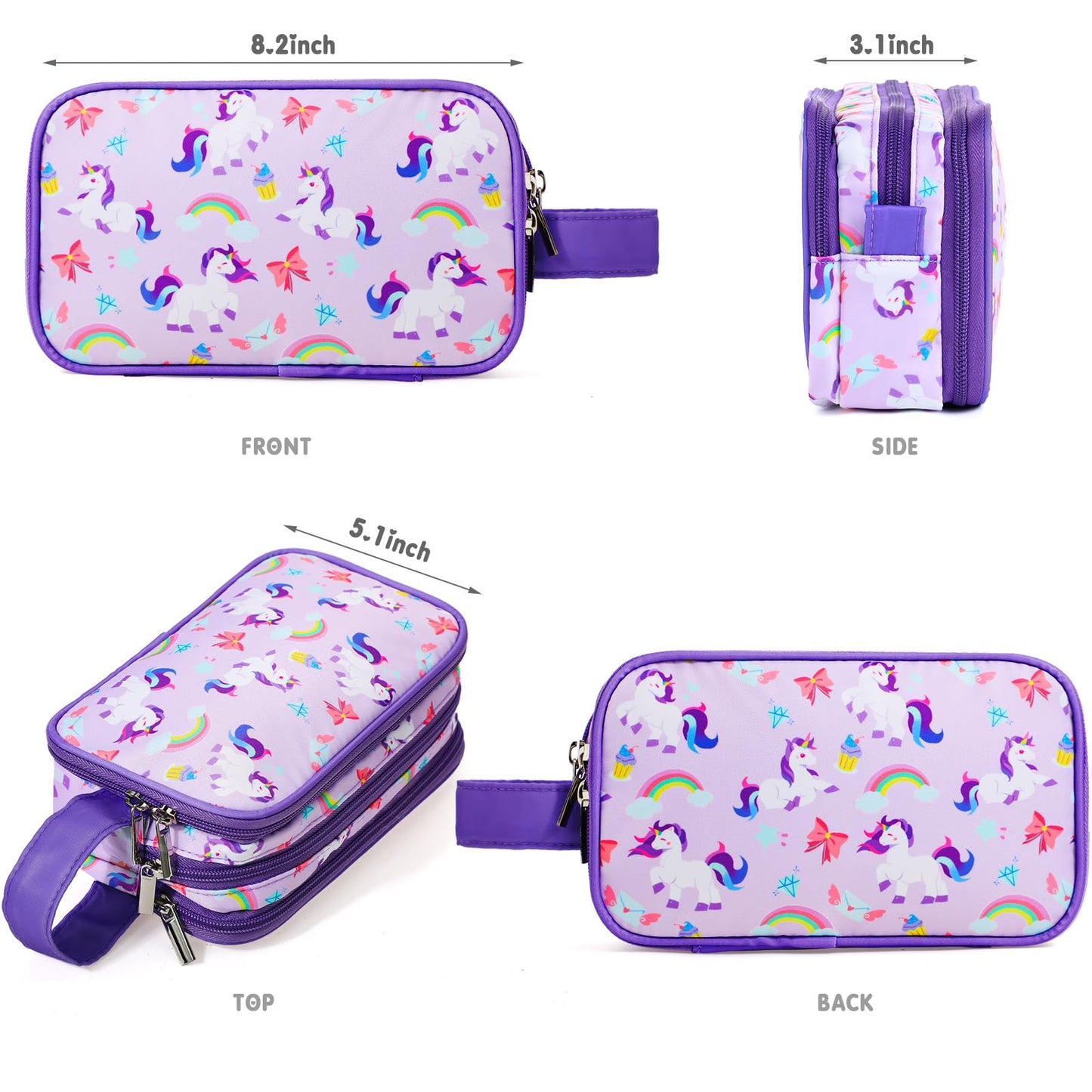 Vipdeal Kids Toiletry Bag for Girls, Travel Toiletry Bag for Little Young Girls Cosmetic Bag Makeup Bag Waterproof Hanging Wash Bag Toddler Toiletries, Unicorn Purple