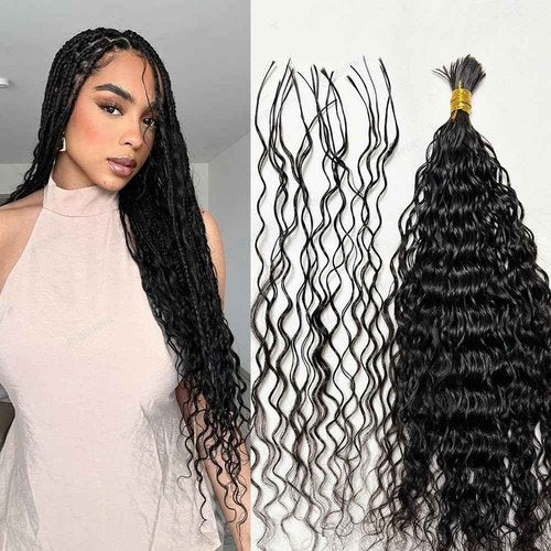 RHEANNA Pre-Divided Curly Bulk Human Hair For Boho Braids Loose Deep Wave Bulk Human Hair For Braiding Double Drawn Extensions (160 Roots)18inch/50g