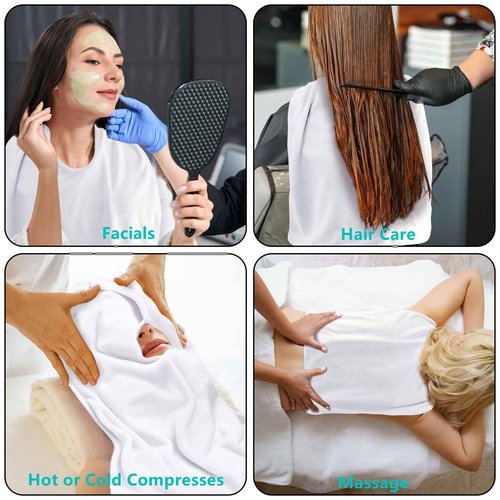 DEAYOU 6 Pack Facial Towels for Estheticians, U-Shaped Spa Towels for Facial, Soft Microfiber Massage Face Towels for Spa Steam, Barbers, Beauty Salons, Skin Care, SPA Centers, Split Design, White