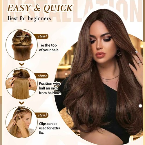 Clip in Hair Extensions Real Human Hair, 14 inch 80g, Balayage Invisible Remy Human hair Clip in Extensions for Women Seamless Straight 8Pcs Double Weft Chocolate Brown